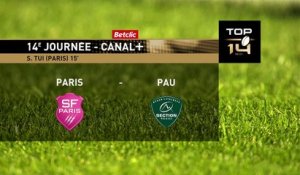 TOP 14 - Essai de Sione TUI (SFP) - Stade Français Paris - Section Paloise