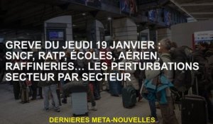 Jeudi 19 janvier grève: SNCF, RATP, écoles, air, raffineries ... Perturbations du secteur par secteu