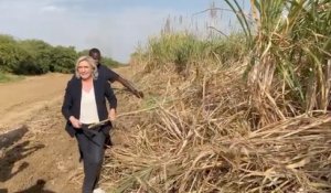 Marine Le Pen s'initie à la machette au Sénégal lors de sa visite