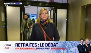 Retraites, le débat: Mathilde Panot arrive dans les locaux de BFMTV