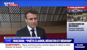 Emmanuel Macron depuis Bruxelles: "Il nous faut continuer à apporter le soutien militaire à l'Ukraine"