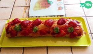 Gâteau roulé aux fraises et au mascarpone