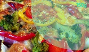 Pizza multicolore ! Brocolis, Jambon et Mozzarella