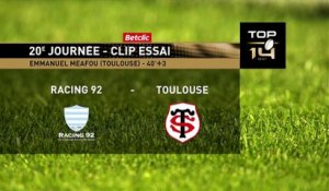 TOP 14 - Essai de Emmanuel MEAFOU (ST) - Racing 92 - Stade Toulousain - Saison 2022:2023