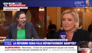 Marine Le Pen: "Quand on est dans l'opposition, on vote la motion de censure, sinon on est dans la majorité"