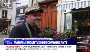 Paris: "Chaque fois qu'il y a une manifestation, on ne dort pas", s'inquiète Christophe Guilbert, fleuriste dans le 11e arrondissement