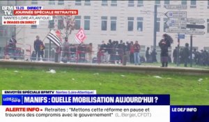 Retraites: des tensions apparaissent dans le centre-ville de Nantes