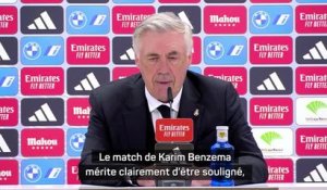 27e j. - Ancelotti : "Le match de Benzema mérite clairement d'être souligné"