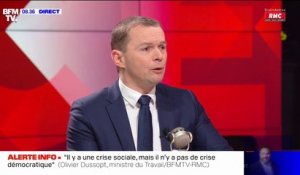 Olivier Dussopt: "Si la décision du Conseil constitutionnel est favorable au gouvernement (...), ça donnerait une légitimité supplémentaire à la loi mais ça n'effacerait pas les désaccords"
