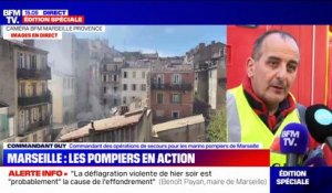 Effondrement d'un immeuble à Marseille: "105 pompiers et 38 véhicules" sont toujours mobilisés, affirme le commandant Guy
