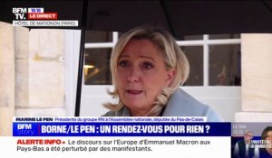 Maintien de l'ordre en manifestation: Marine Le Pen affirme avoir alerté Élisabeth Borne sur l'"échec flagrant du gouvernement"