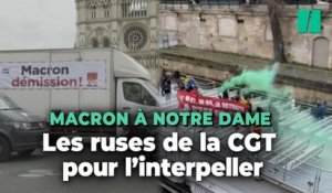 Réforme des retraites : en camion ou en bateau, la CGT interpelle Macron à Notre-Dame