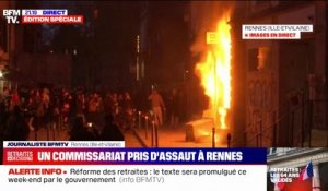 Rennes: la porte du commissariat incendiée par des manifestants radicaux en marge d'un rassemblement non autorisé