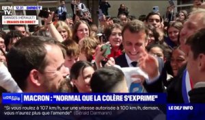 Emmanuel Macron au contact des élèves du collège Louise Michel de Ganges