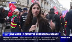 Paris: une manifestation surprise devant le siège de Renaissance, à l'initiative de La France insoumise