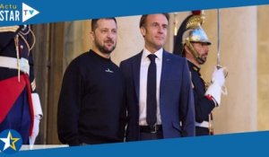 Volodymyr Zelensky reçu par Emmanuel Macron : que signifie le logo sur son sweat noir ?