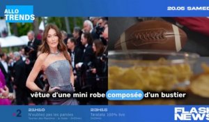 Le titre paraphrasé aguicheur pourrait être : Carla Bruni manque de tomber sur le tapis rouge : l'incident vestimentaire évité de justesse au Festival de Cannes 2023 !