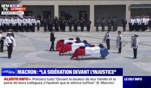 Roubaix: Emmanuel Macron remet, à titre posthume, les insignes de chevalier de la Légion d'honneur aux trois policiers tués