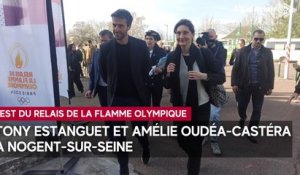 Test du relais de la flamme olympique : Tony Estanguet et Amélie Oudéa-Castéra arrivés à Nogent