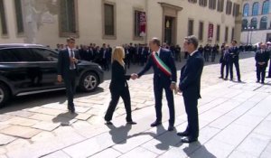 Obsèques de Silvio Berlusconi: Giorgia Meloni, Première ministre italienne, arrive à la cathédrale de Milan