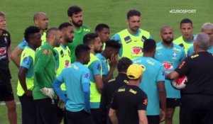 Neymar incertain : les images de l'entraînement du Brésil