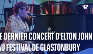 Les images du dernier concert britannique d'Elton John au festival de Glastonbury