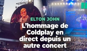 Elton John reçoit un appel vidéo de Coldplay en direct d'un autre concert pour son départ à la retraite