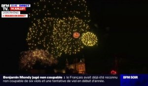 Lyon: la colline de Fourvière illuminée par le feu d'artifice du 14-Juillet