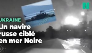 Les images de l’attaque d’un navire russe par un drone maritime ukrainien