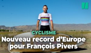 Le cycliste français François Pervis bat le record d’Europe de vitesse en vélo couché caréné