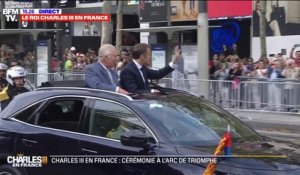 Charles III et Emmanuel Macron descendent les Champs-Élysées