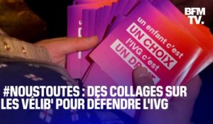 Le collectif féministe #NousToutes répond à une campagne anti-avortement avec des collages pro-IVG sur les Vélib'
