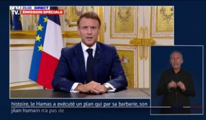 Emmanuel Macron: "Israël a connu samedi l'attaque terroriste la plus tragique de son histoire (...) un déchaînement de cruauté absolue"