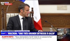 Emmanuel Macron: "Je vois, j'entends les souffrances des populations civiles à Gaza"