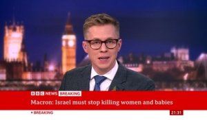 Emmanuel Macron "exhorte Israël à cesser les bombardements tuant des civils à Gaza" : "Il n y a aucune justification à tuer des bébés, des femmes et des personnes âgées"