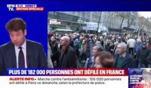 Marche contre l'antisémitisme: plus de 182.000 manifestants dans toute la France