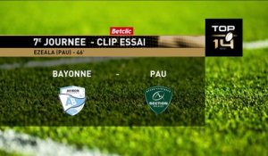 TOP 14 - Essai de Samuel EZEALA (SP) - Aviron Bayonnais - Section Paloise - Saison 2023-2024