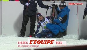 Chloé Chevalier à bout de force à l'arrivée du relais - Biathlon - CM (F) - Ostersund