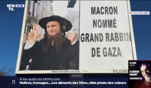 Une affiche montrant Emmanuel Macron grimé en rabbin fait polémique