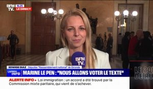 Loi immigration: "Marine Le Pen n'est pas encore présidente de la République, mais il y a déjà des résultats significatifs sur des sujets qui nous semblent importants" estime Edwige Diaz (RN)