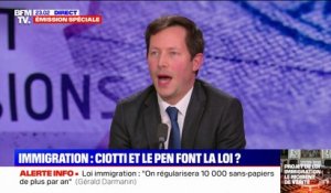 Projet de loi immigration: "Le Rassemblement national est là pour prospérer sur un problème, plutôt qu'apporter des solutions", affirme François-Xavier Bellamy (LR)