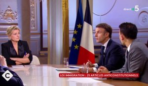 Emmanuel Macron sur l'immigration : "C'est une manœuvre de garçon de bain du Rassemblement national, une manœuvre grossière pour nous dire  au fond c'était mon texte, mais c'est faux"