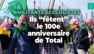 Pour les 100 ans de Total, des militants écolos font les clowns dans toute la France