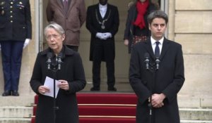 Elisabeth Borne adresse la « bienvenue à Matignon » au nouveau Premier ministre Gabriel Attal