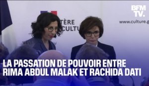 La passation entre Rima Abdul Malak et Rachida Dati, nouvelle ministre de la Culture