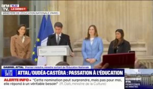 Suivez en direct la passation de pouvoir entre Gabriel Attal et Amélie Oudéa-Castéra au ministère de l'Éducation nationale