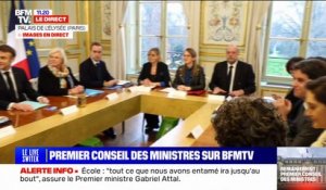 "Bien, un gouvernement rassemblé, au travail": les mots d'Emmanuel Macron au début du Conseil des ministres