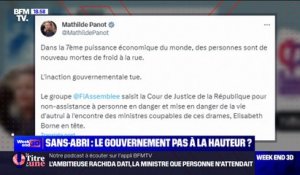 Froid: Mathilde Panot, présidente de La France Insoumise à l’Assemblée nationale, réagit sur X après la mort de trois personnes sans-abri