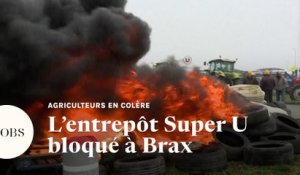 Des agriculteurs bloquent un entrepôt de Super U à Brax et ciblent la grande distribution