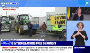 Colère des agriculteurs: 18 interpellations près du marché de Rungis, dans le Val-de-Marne, pour "entrave à la circulation"